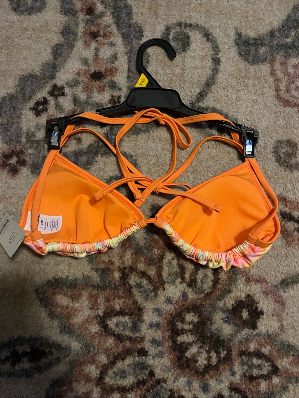 No Boundaries Orange Plaid Triangle Bikini Set - Picture 9 of 9